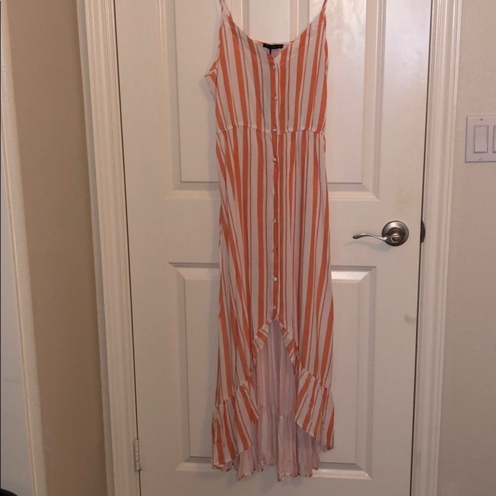 Orange and white stripped dress